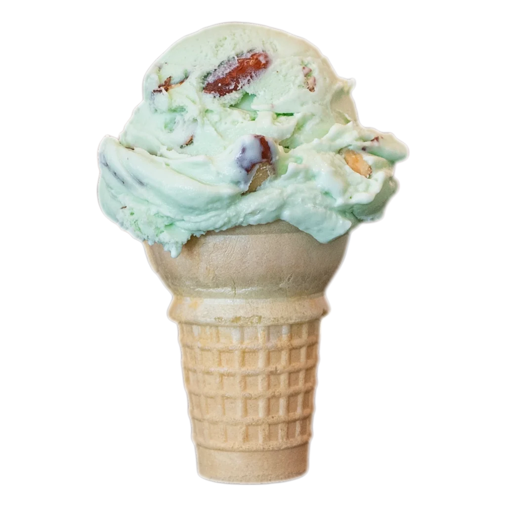 Pistachio Almond ice cream cone