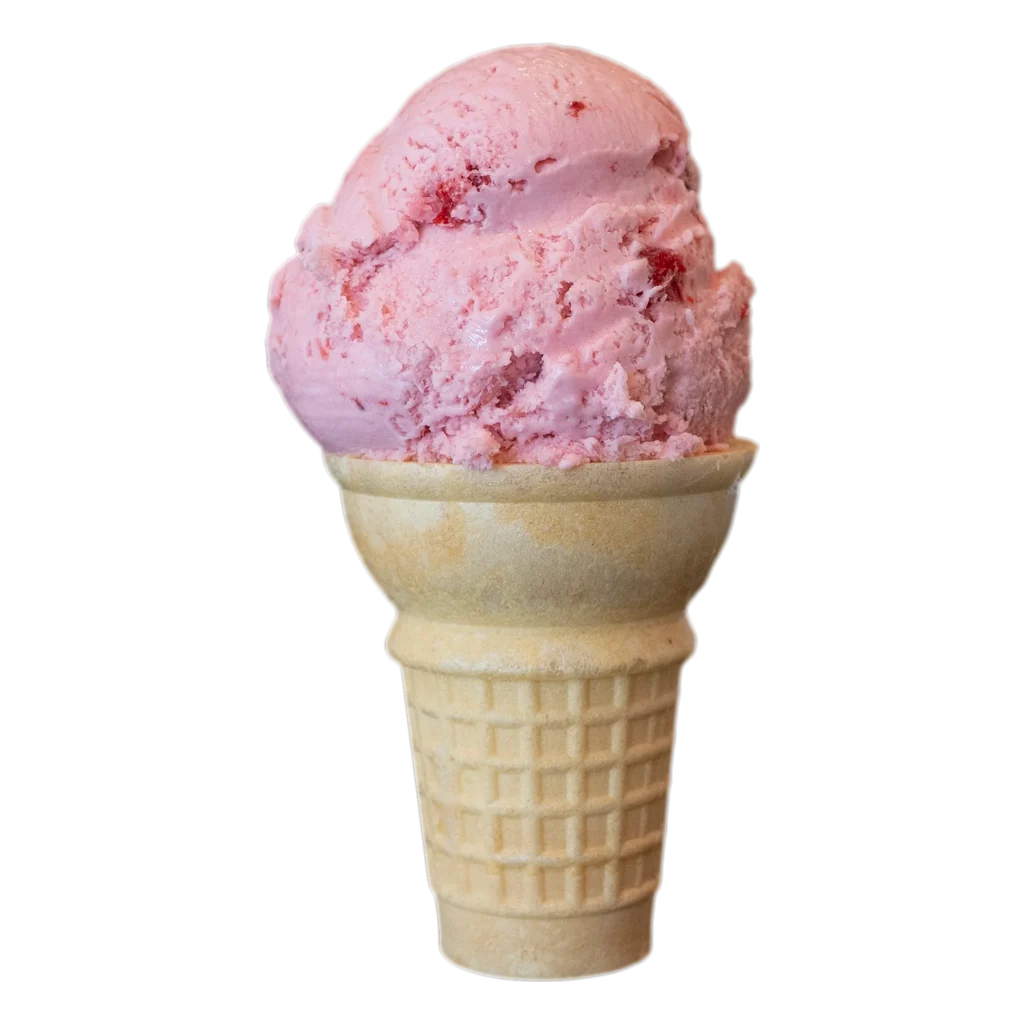 Strawberry ice cream cone