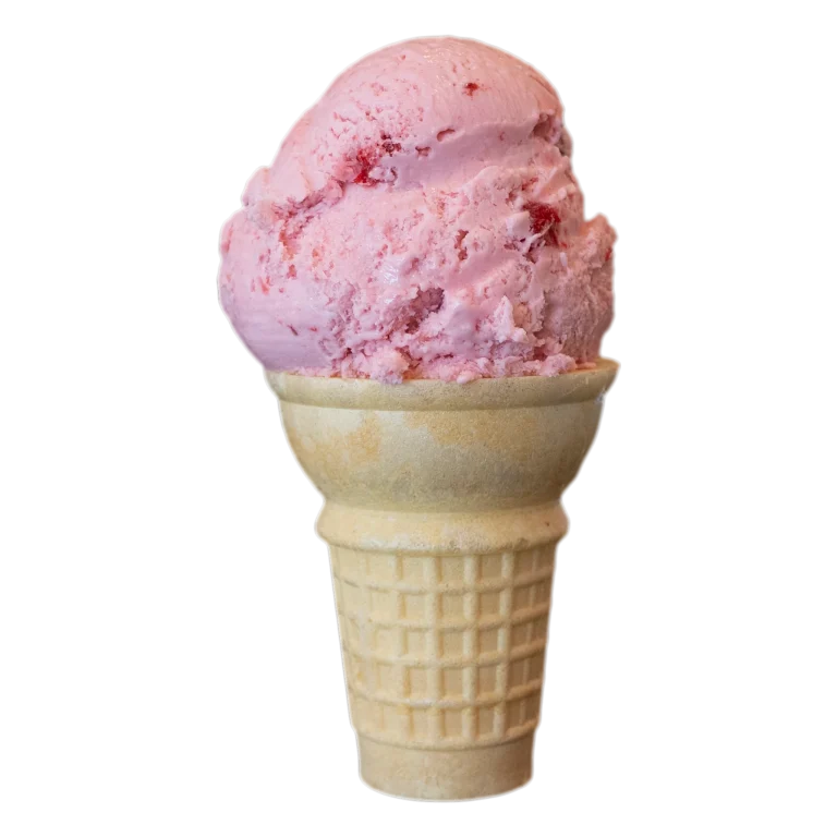 Strawberry ice cream cone
